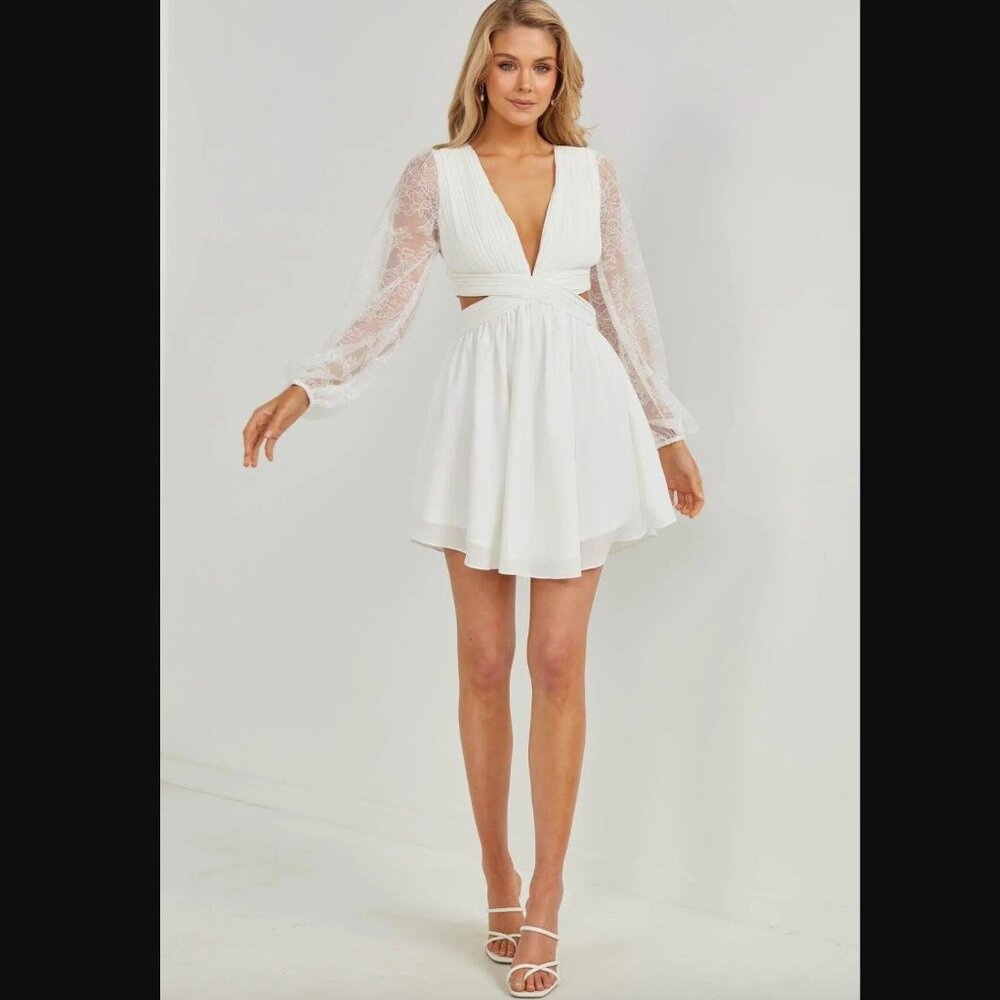 Twosisters The Label Dress Womens XS White Lace Cutout Cottage Coquette Bride